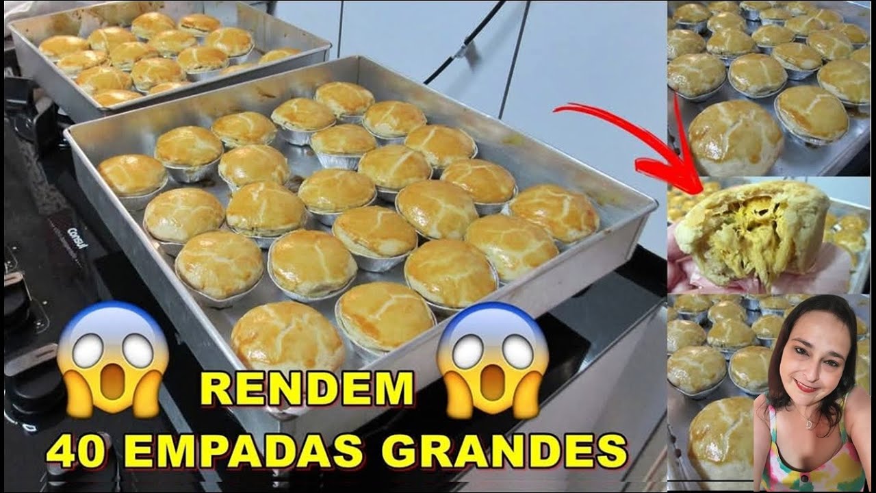MASSA ECONÔMICA RENDEM 40 EMPADAS GRANDES - RECHEIO SUPER CREMOSO
