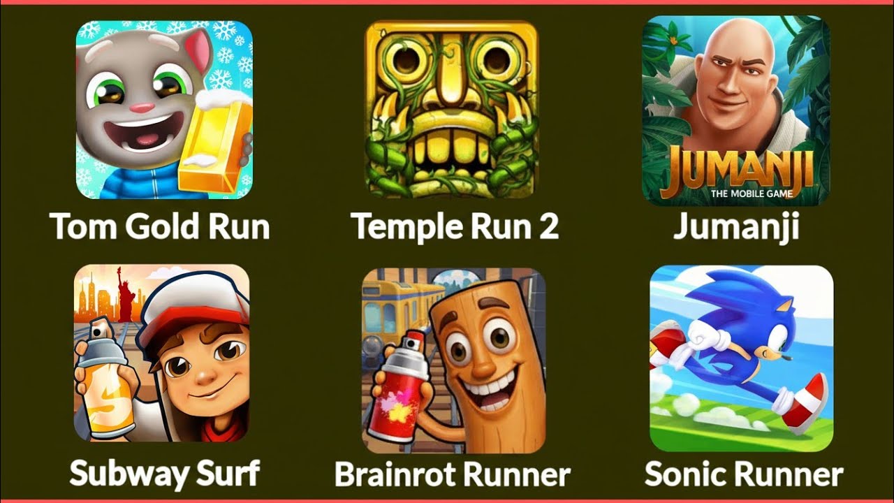 Tom Gold Run, Jumanji Run, Subway Surfers, Brainrot Runner – Android Games
