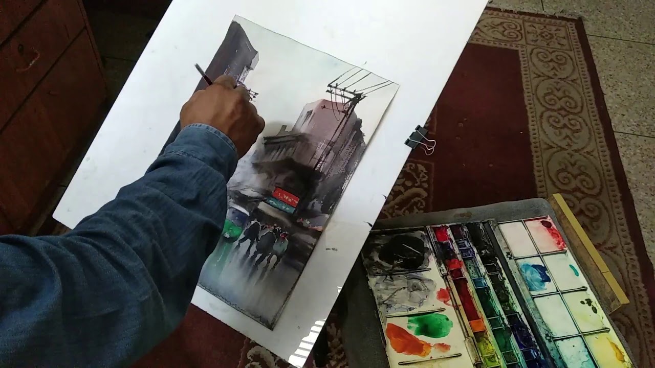 Sarfraz Musawir Demonstrate the real Watercolour Technique.
