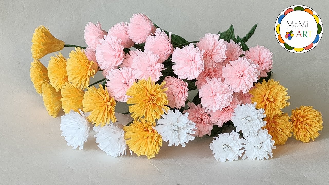 Śliczne delikatne kwiaty z krepiny 🌼🌼🌼Najłatwiejsze kwiaty z krepiny