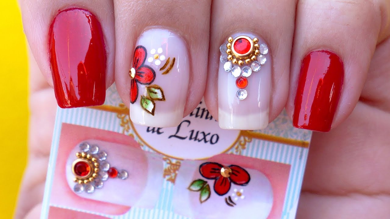 Adesivos de Unhas com Jóias Passo a Passo