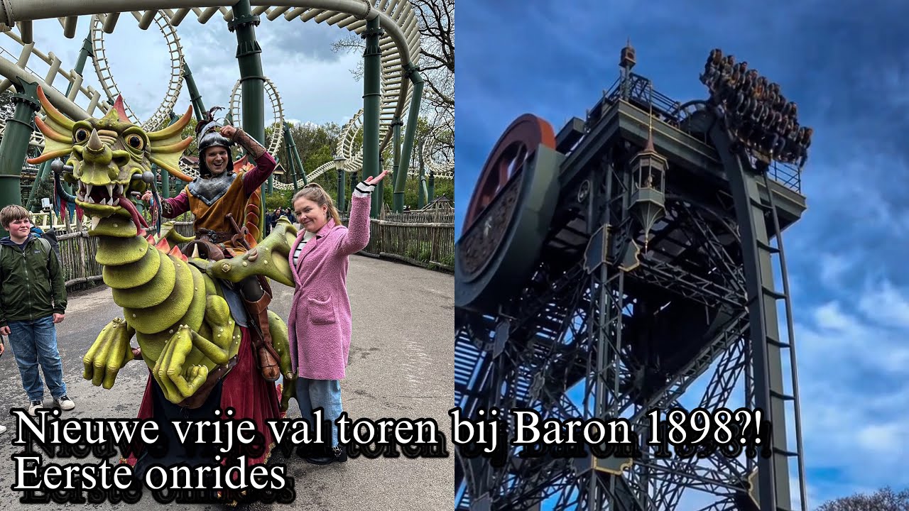 Nieuwe vrije val toren bij Baron 1898?! | Eerste onrides ✨