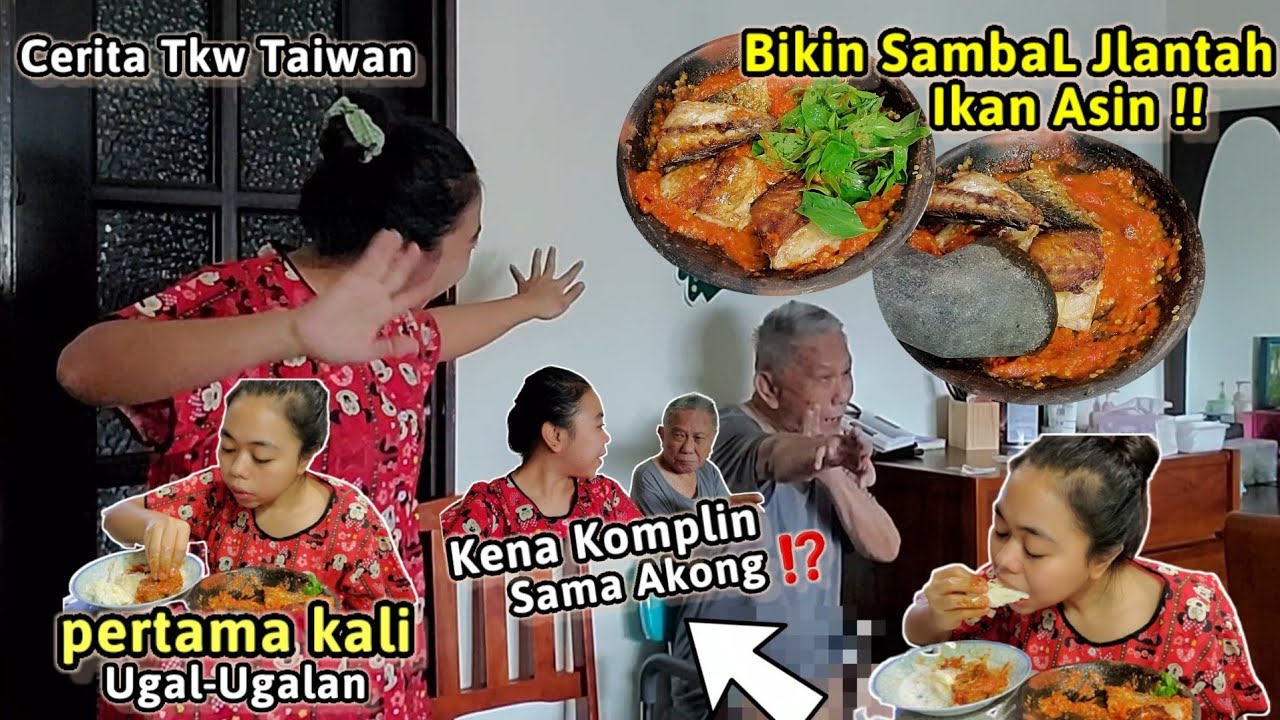 Kena Komplin Akong⁉️ Bikin SambaL Jlantah Ikan Asin - Lalapan Mentah