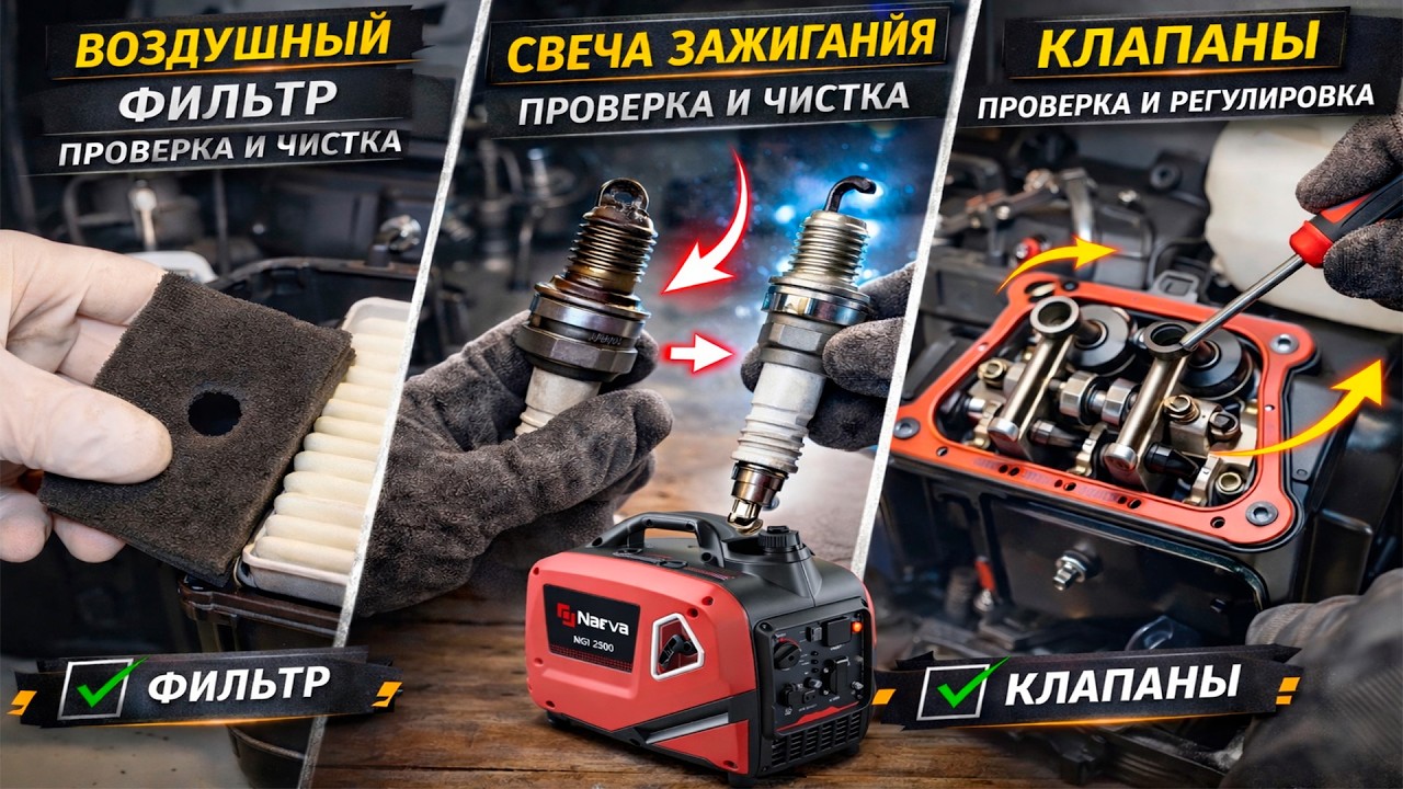 Инверторный генератор, регулировка клапанов и обслуживание 