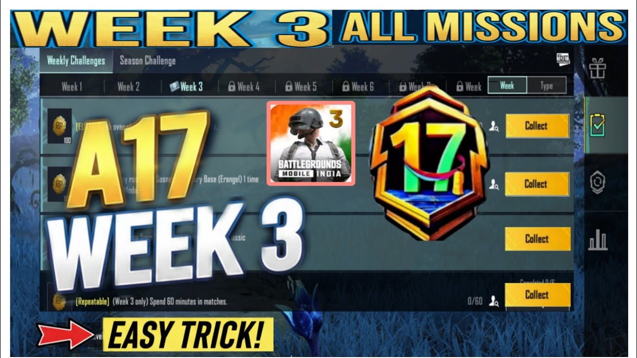 A17 RP Week 3 Missions Explained | How to Complete Week 3 Missions Fast in BGMI/PUBG