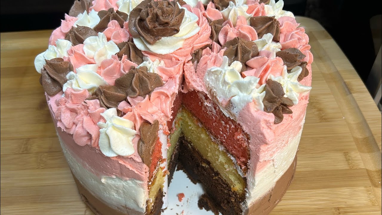 Neapolitan Cake (Just Like The Ice Cream), well worth the work and wait