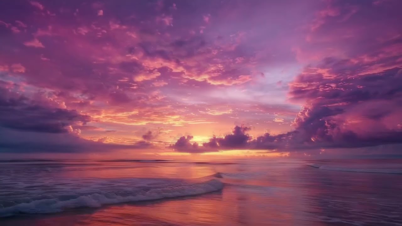 10-Minute Meditation for Relaxation & Peace | Purple Skies & Calming Waves
