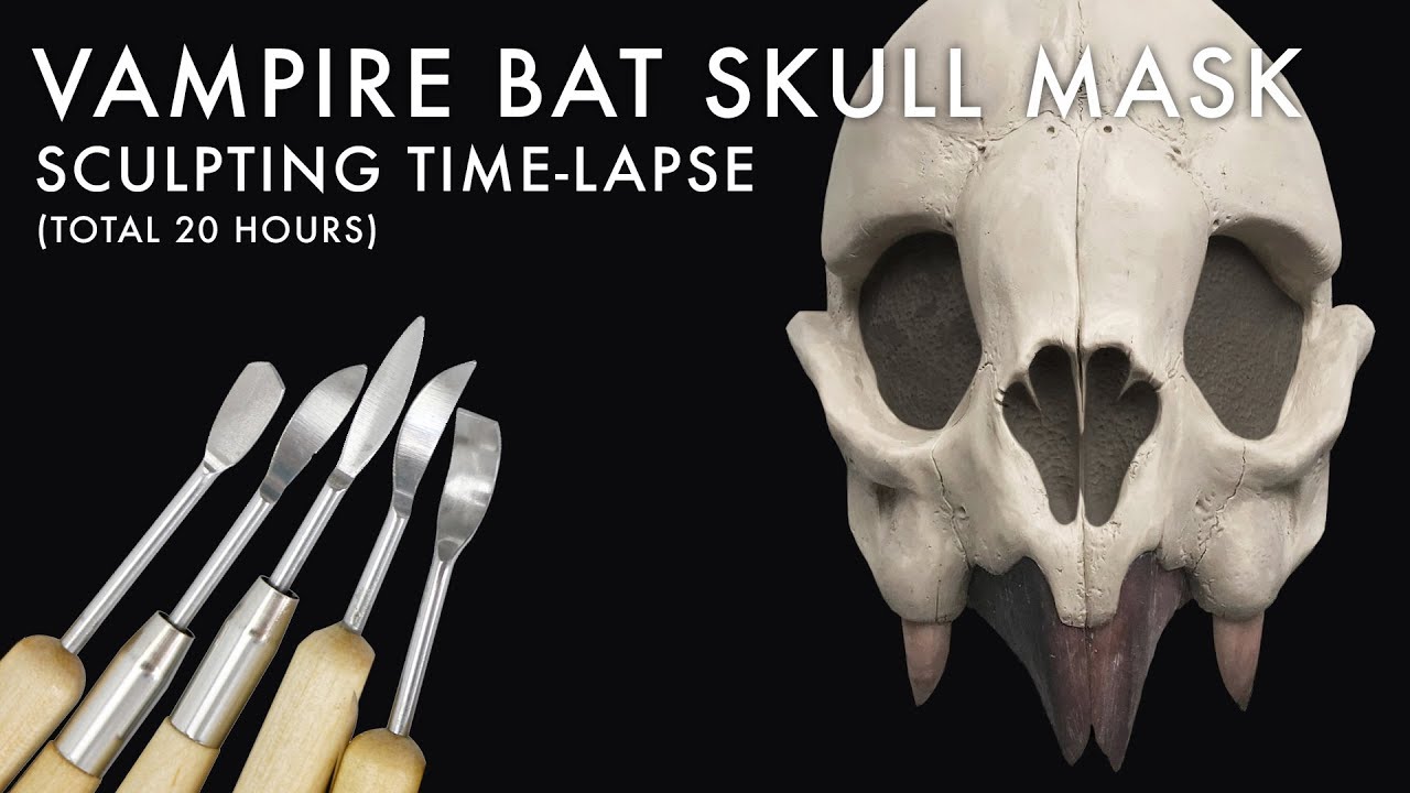 Sculpting a Vampire Bat Skull Mask - Time lapse