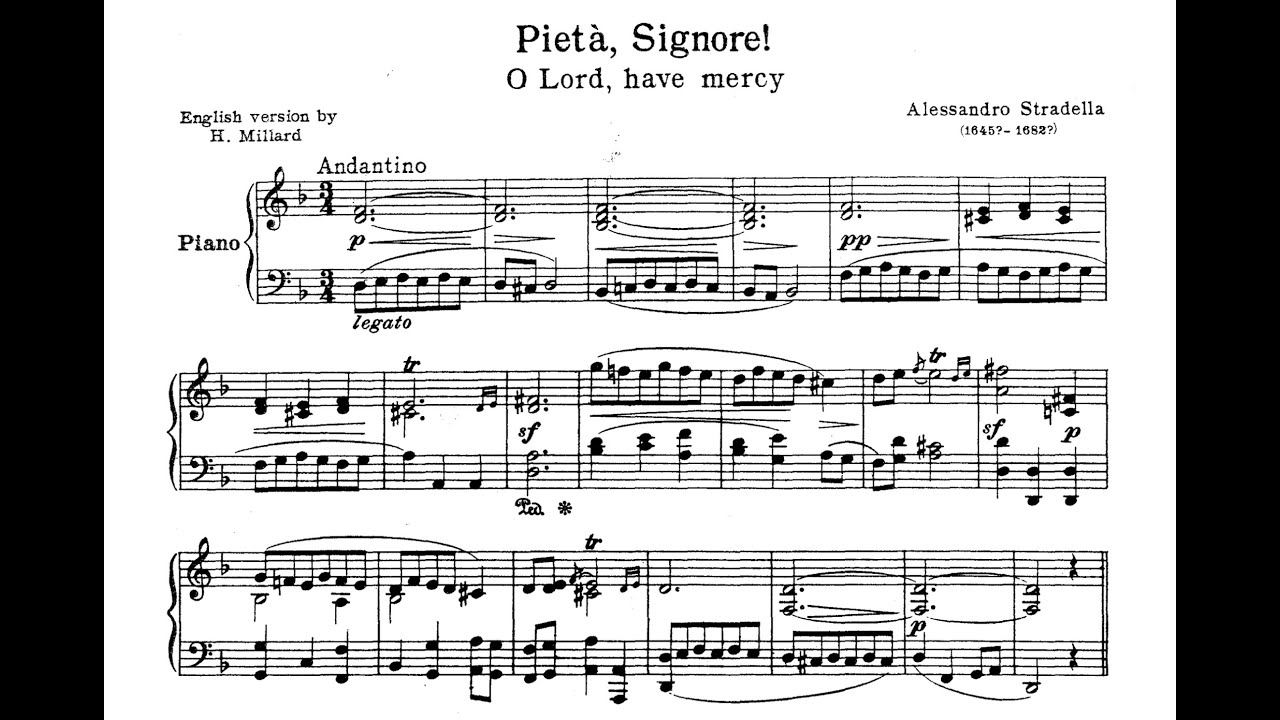 Pieta, Signore! (A. Stradella) - D Minor Piano Accompaniment - Karaoke