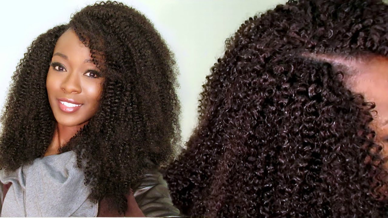 Invisible U-Part Kinky Curly Wig Using A Crochet/ Latch Hook #HerGivenHair