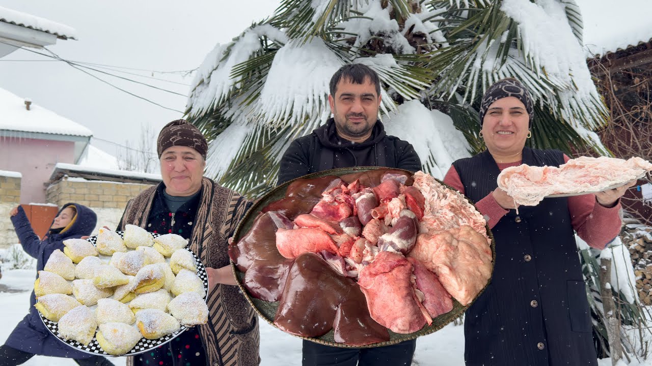 Extreme Snowy Winter! Making Tandoor Beef Steaks & Surhullu in a Frozen Village ❄️🔥