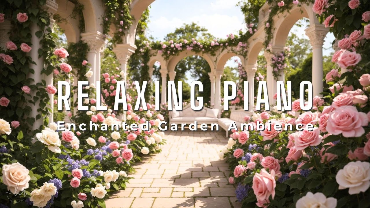 Relaxing Music ♪ Enchanted Garden Ambience with Smooth Piano Instrumental Music to Relax and Study