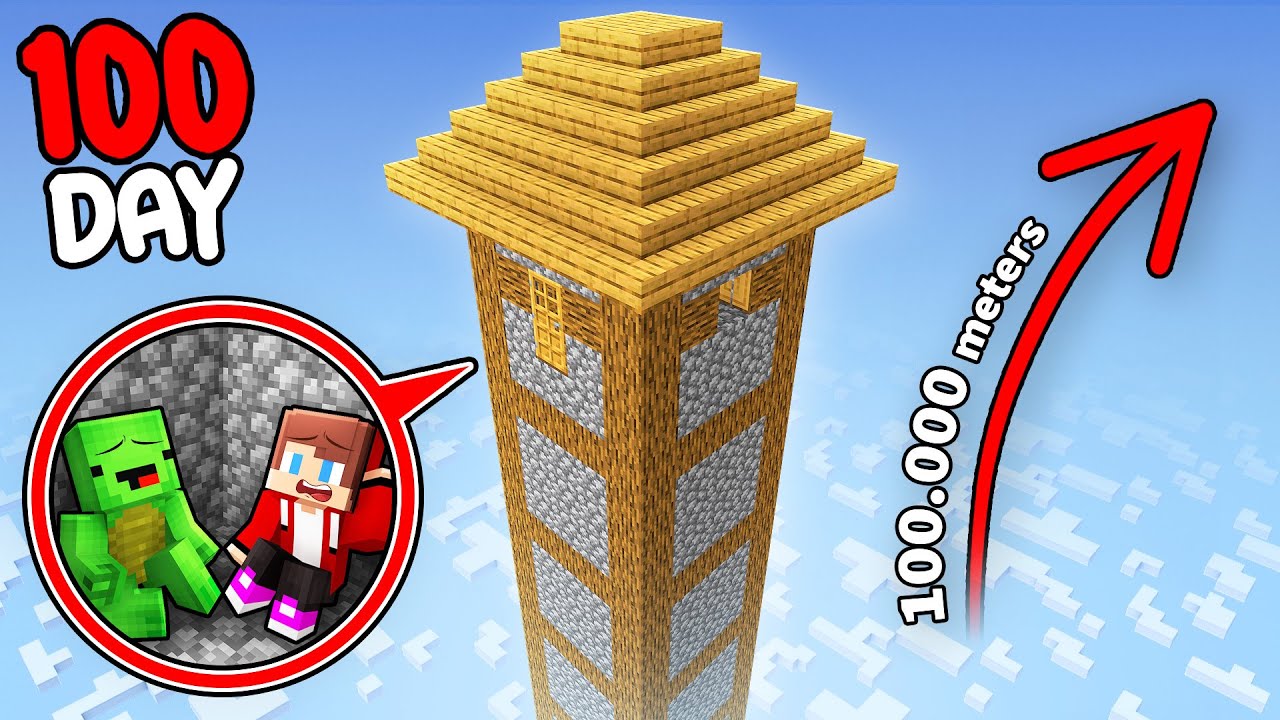 Mikey and JJ Survived 100 Days at 100.000 Meters in Minecraft (Maizen)