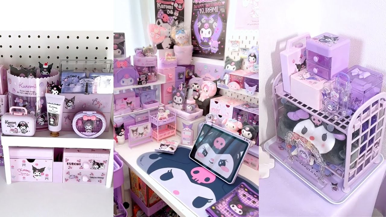 kuromi stationery desk makeover💜Sanrio stationery | ASMR #sleepydonan