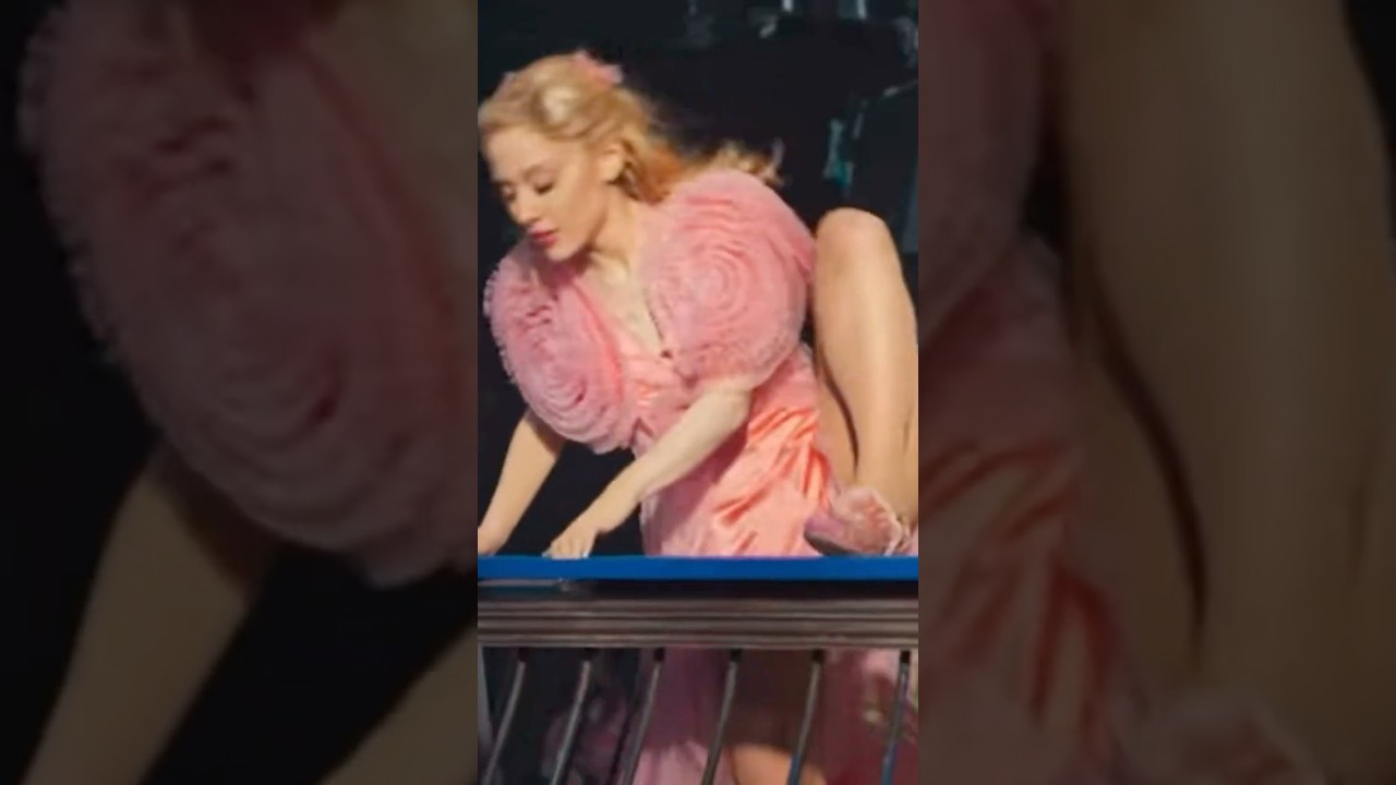 Ariana Grande does WICKED stunts on set