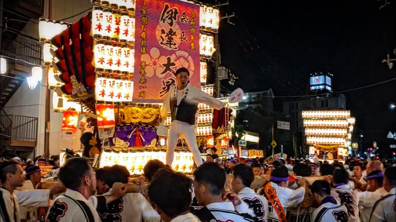 令和四年 貝塚太鼓台祭り 本宮夜の部 [ロータリー.感田神社前練り合い.大北中北練り合い]
