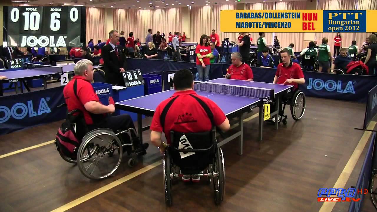 Para Table tennis Hungarian Open wheelchair Barabas/Dollenstein HUN vs Marotte/Nardello BEL