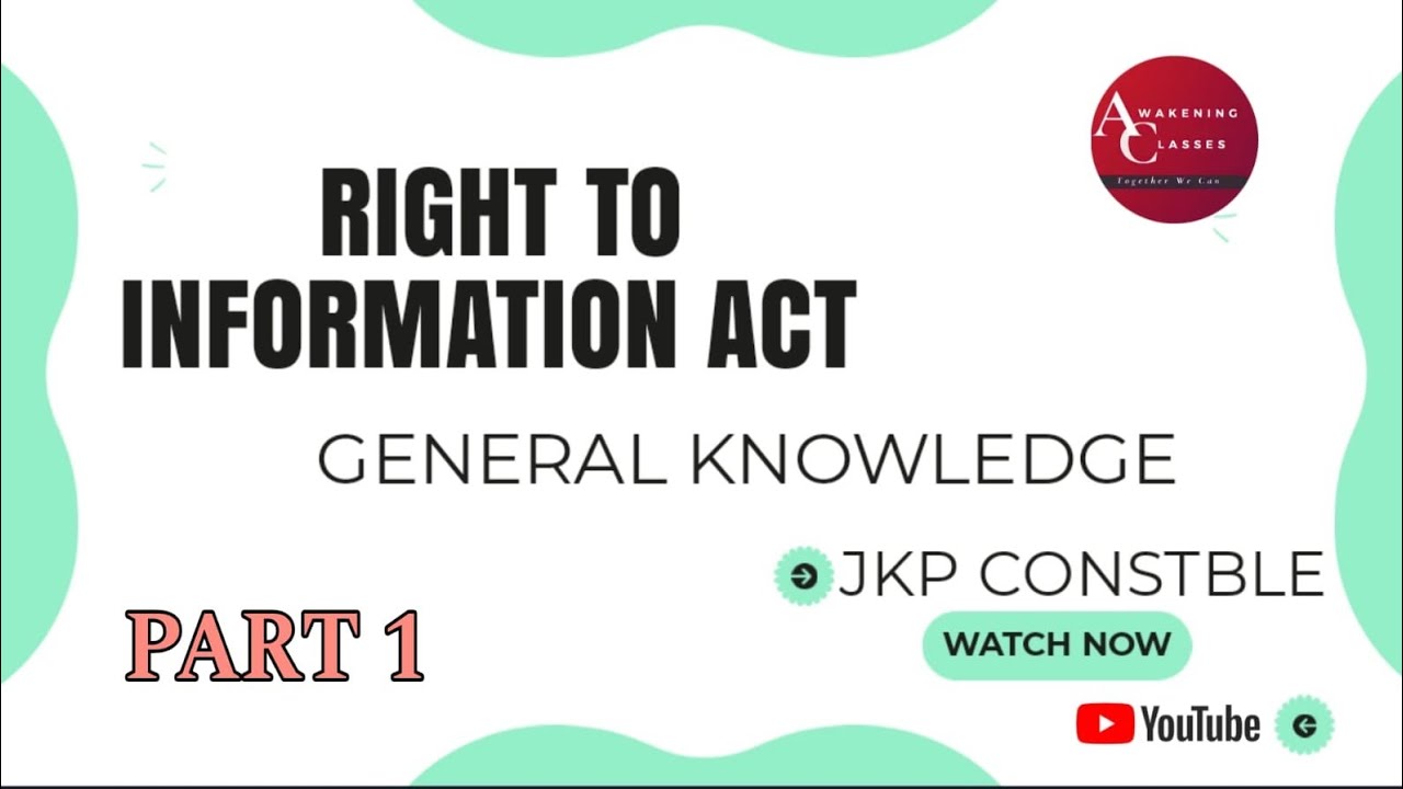 RIGHT TO INFORMATION| ACT|JKP CONSTABLE|JKSSB|