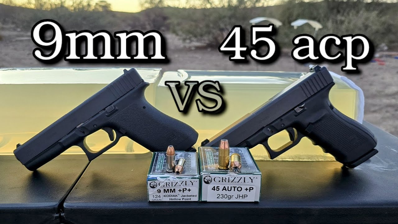 9 мм VS 45 auto | Тест патронов Grizzly | (124 гран +P+ против 230 гран +P) Тест баллистического ...