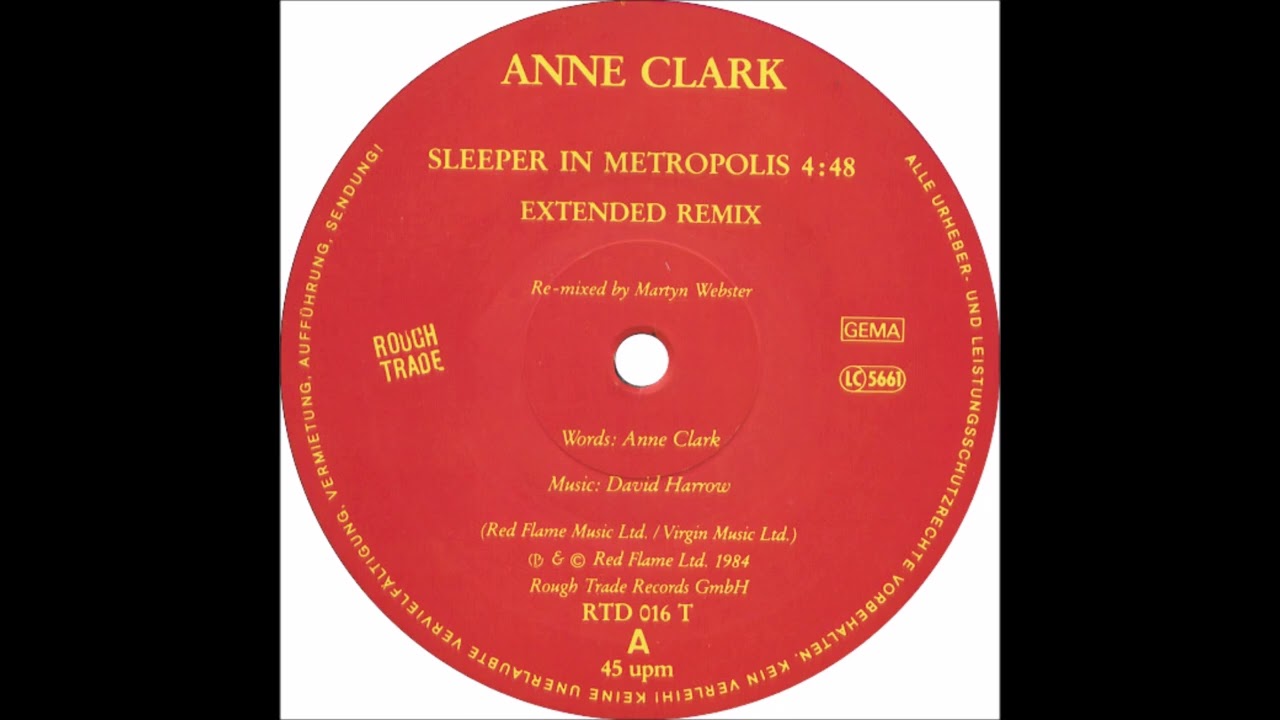 Anne Clark – Sleeper In Metropolis Vinyl  12  45 RPM  Maxi Single 1984