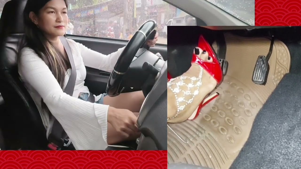 Driving with red mules heels #shorts