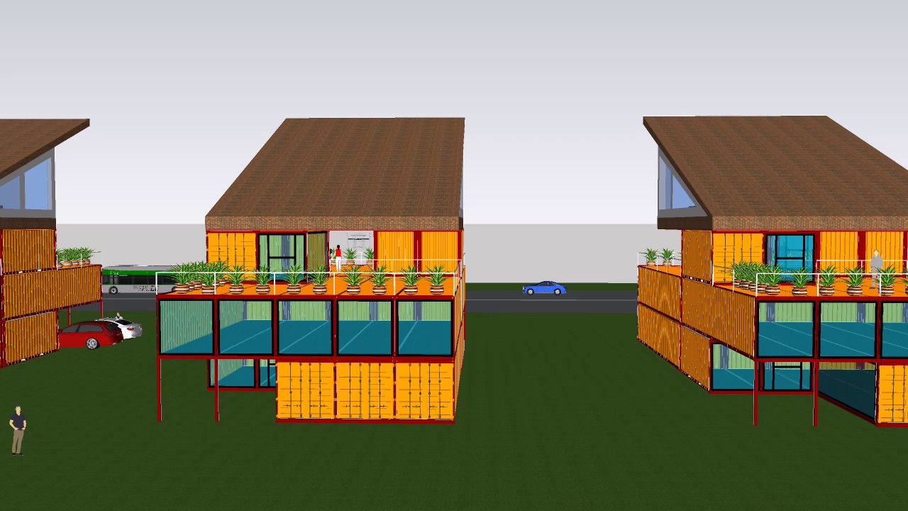 Ville con container Modificati vetrati allestiti, case container palazzine