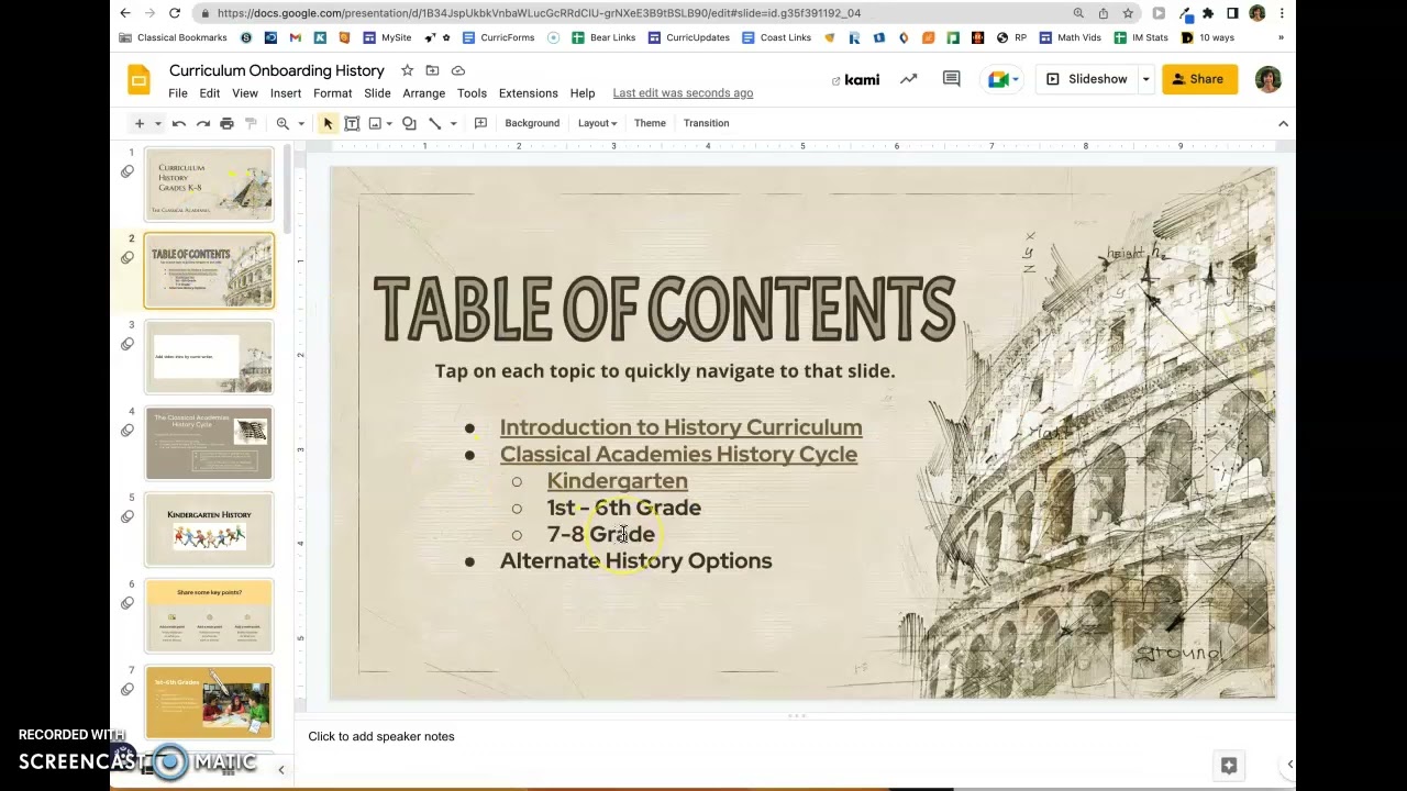 Create a linked Table of Contents in Google Slides