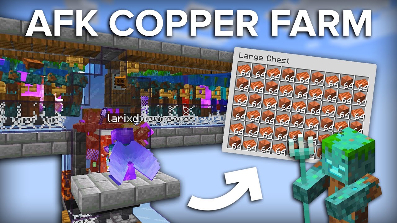 Minecraft Drowned Copper Farm - Over 500+ Copper Per Hour!