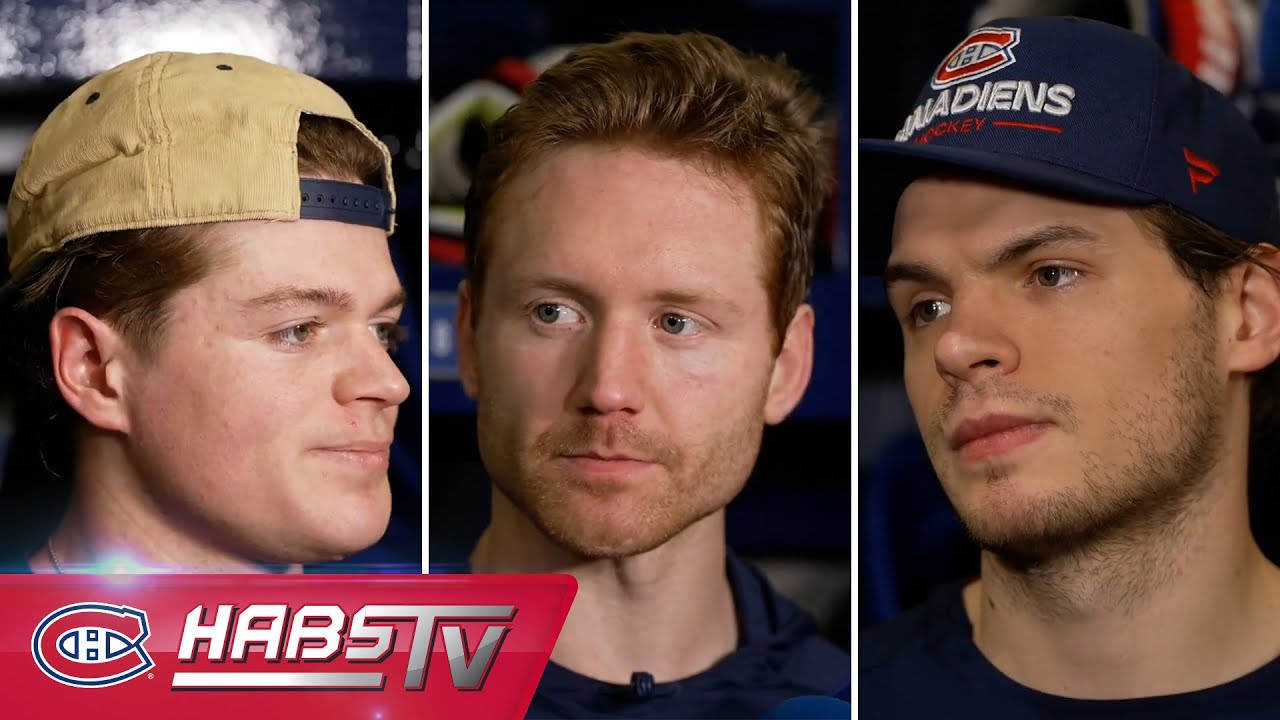 Caufield, Matheson + more Habs address the media at practice | FULL PRESS CONFERENCES