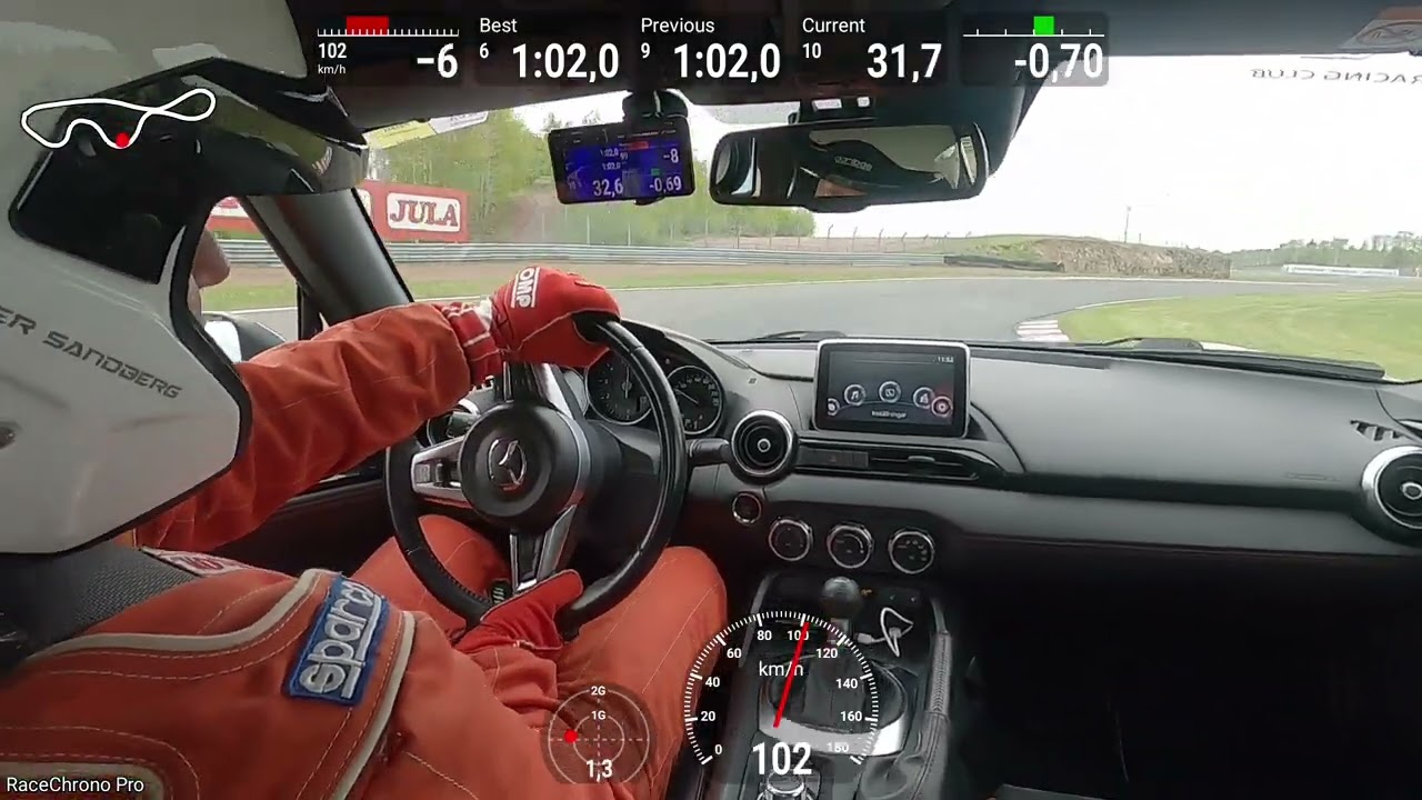 1:01.2 test lap at Kinnekulle Ring in Mazda MX-5
