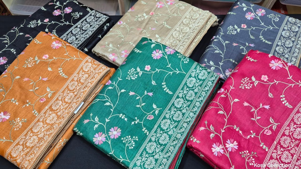 Semi Kosa Silk Saree With Embroidery Work | Festive Wear Saree Collection 2025