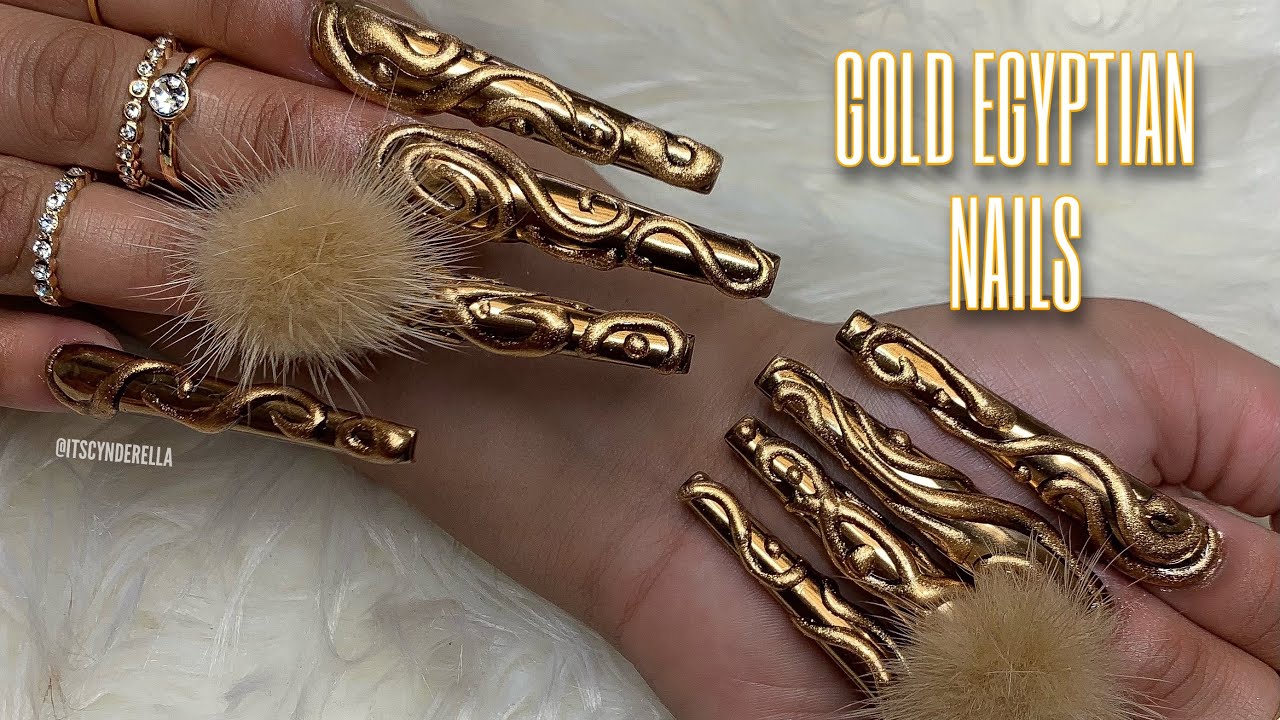 WATCH ME WORK: GOLD EGYPTIAN NAILS | DEARRA INSPIRED NAILS