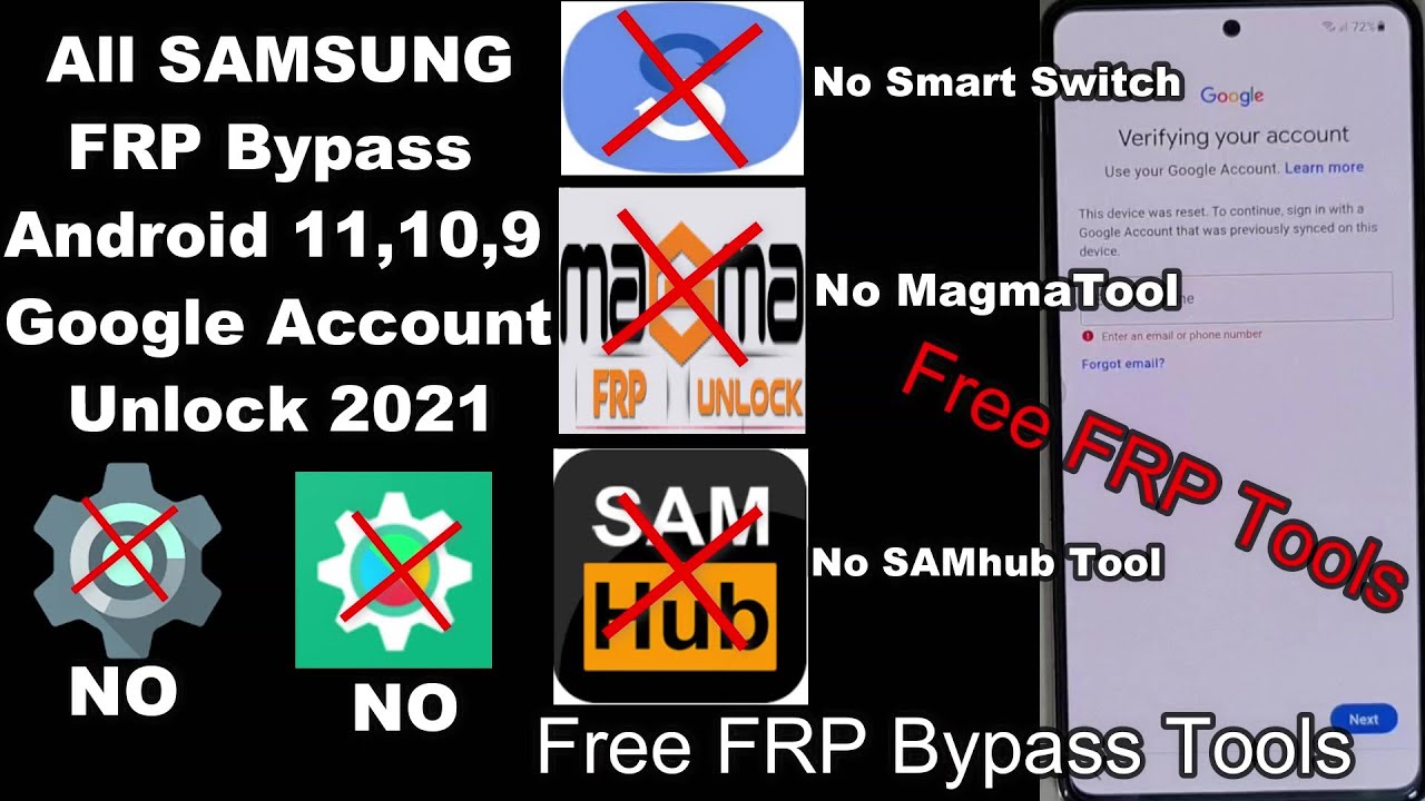 All Samsung FRP Bypass 2021 Android 11, 10, 9 | No Smart Switch/No MagmaTool/Free FRP Bypass Tools