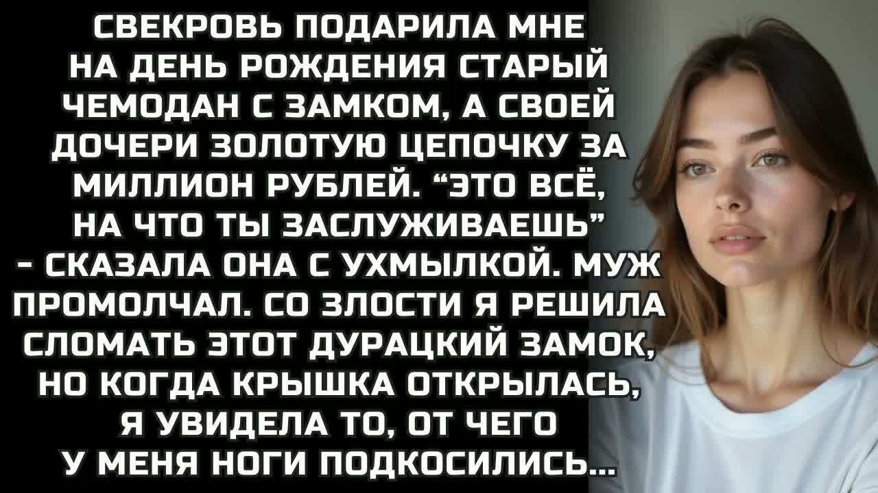 Свекровь подарила мне старый чемодан с замком, а своей дочери золотую цепочку за миллион рублей...