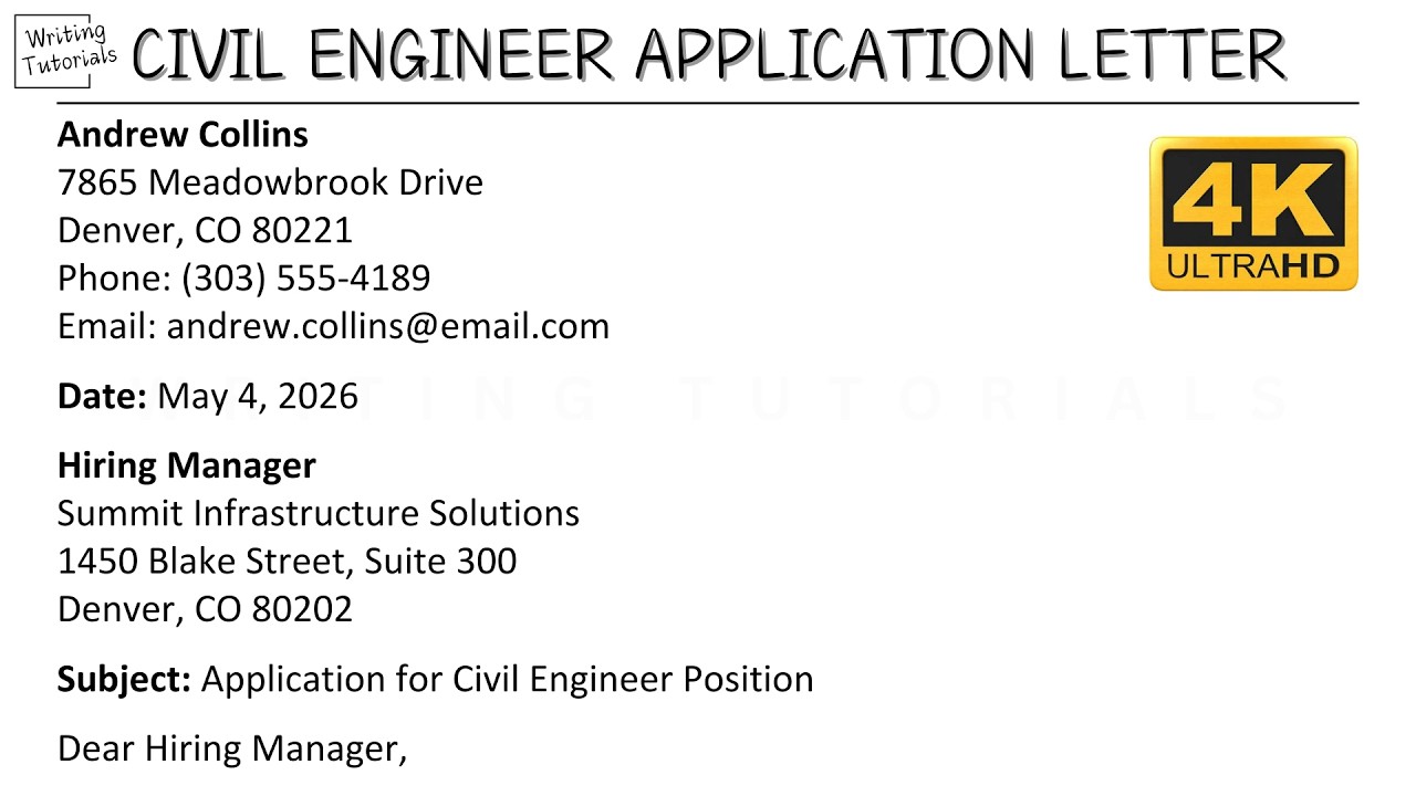 How To Write Civil Engineer Job Application Letter with Sample and Explanation | Writing Tutorials
