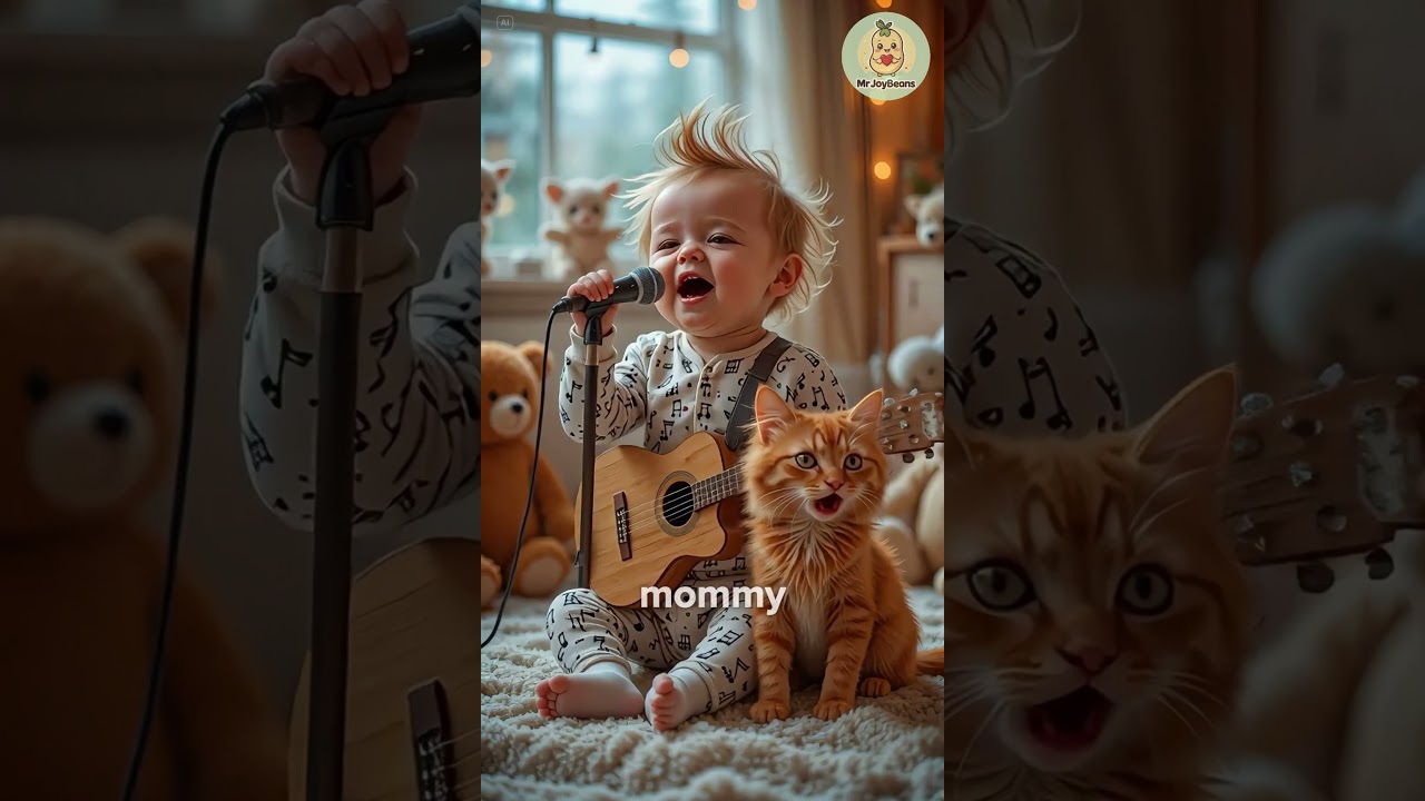 I Love You Mommy - Cover by cute Baby and Kitty💖 Share to your lovely Mommy #shorts #funnykitty