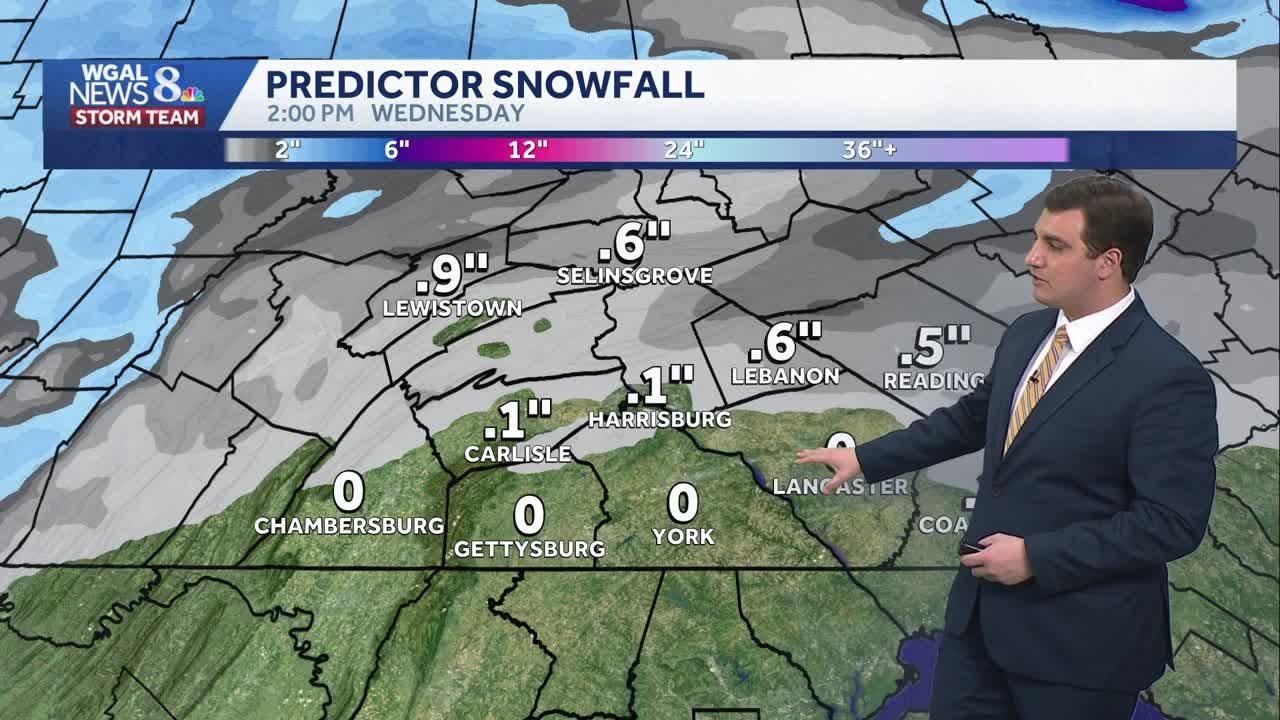 Light Snow Overnight Tonight; Rain/Snow Mix Thursday In South Central Pennsylvania