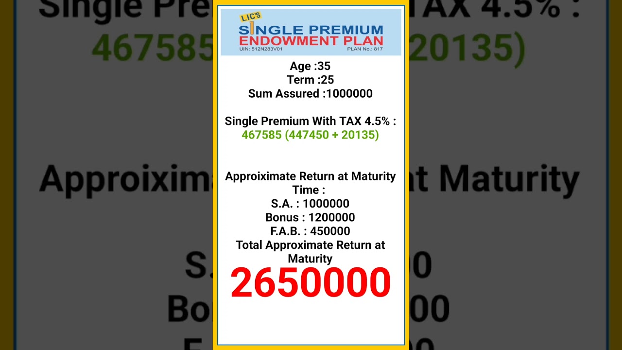 LIC Single Premium Plan 917 #shorts #LIC Fixed Deposit