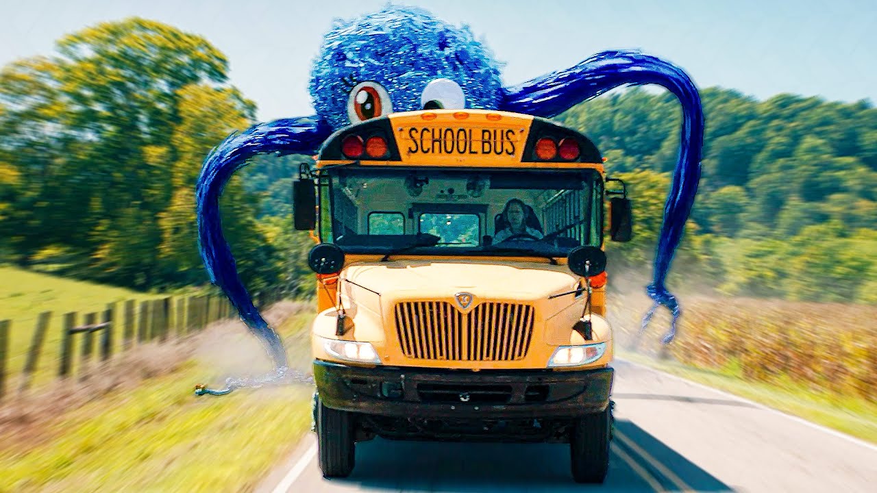 Big Blue Monster Chases School Bus - SKETCH Movie Clip (2025)