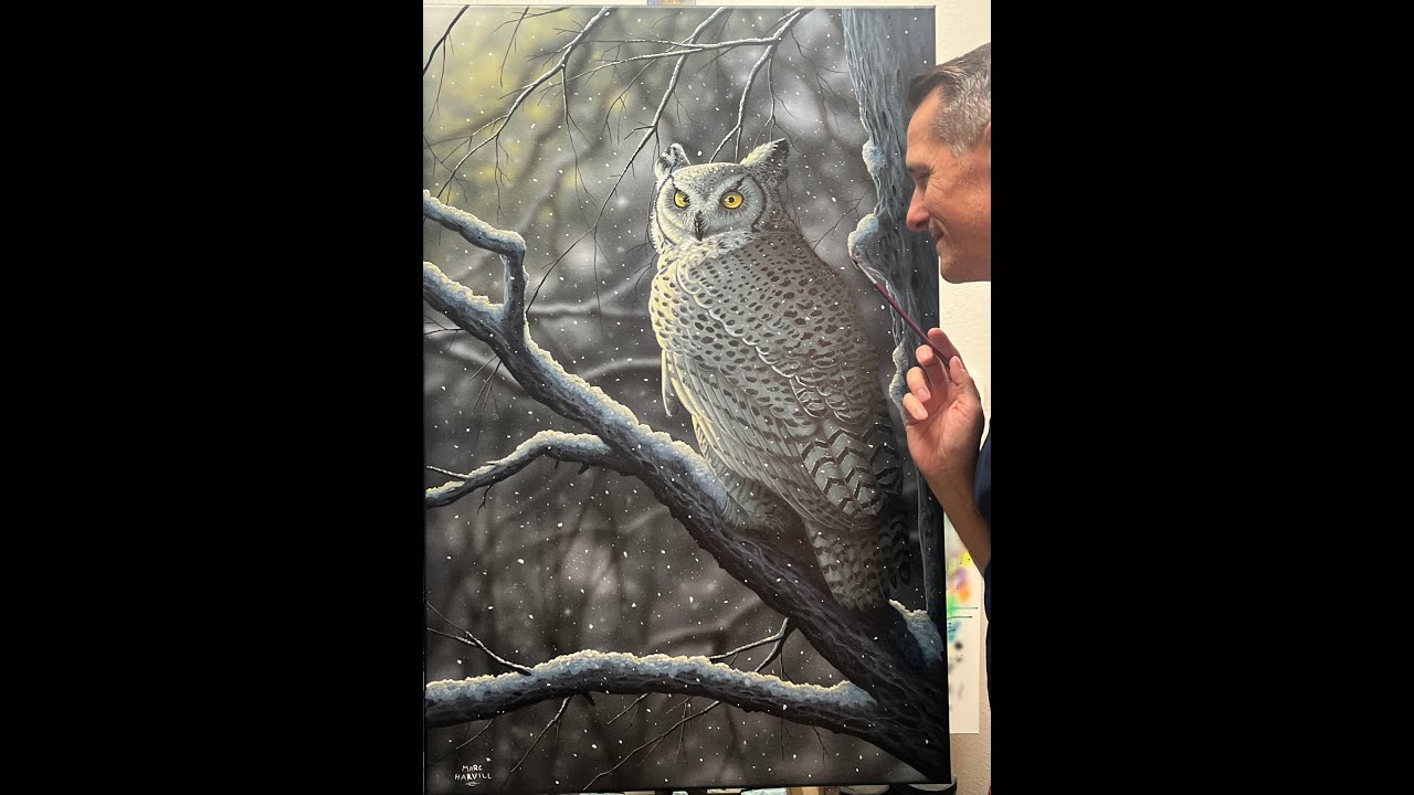#147 How to Paint a Snow Owl | Acrylic & Oil Painting Tutorial | Marc Harvill Art