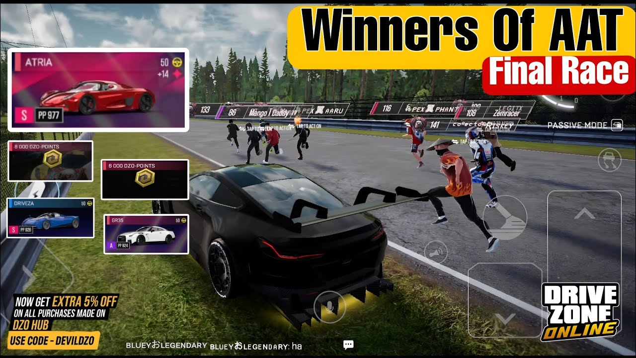 Winners of Max CP Atria | 8000 DZO | 6000 DZO | Drive Zone Online: Final Race Angry Atria Tournament