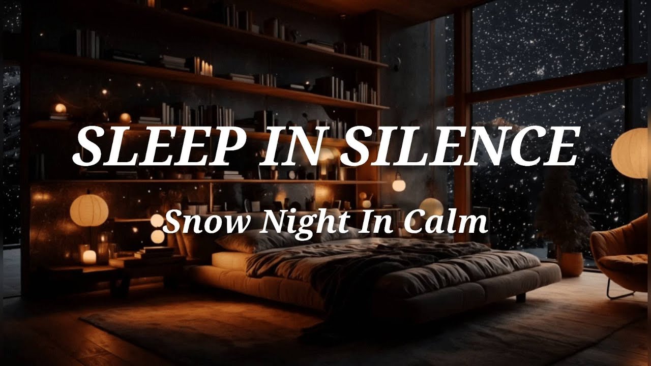 🌙 Deep Sleep Music in a Snowy Night Library Bedroom ❄️