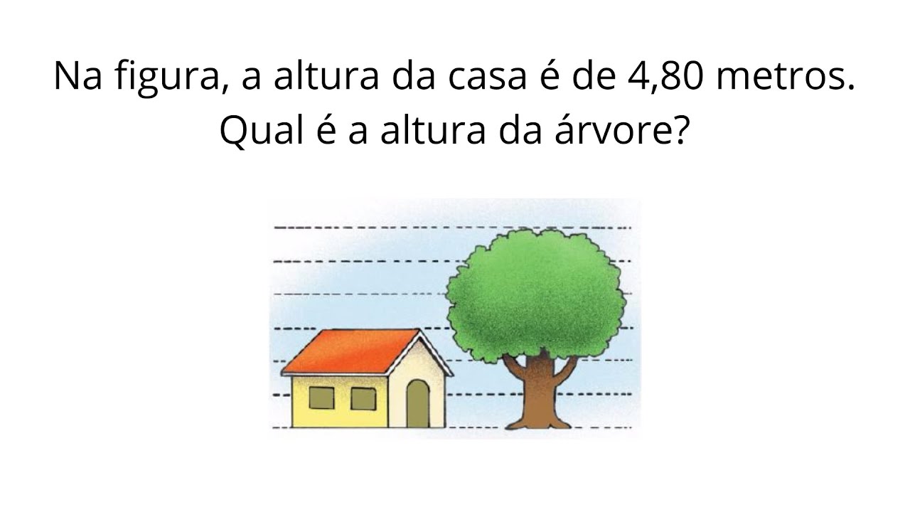 Na figura, a altura da casa é de 4,80 metros. Qual é a altura da árvore?