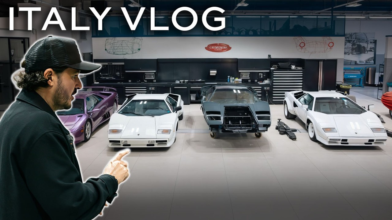 ВОСЕМЬ Countaches в реставрации + F40 и Майкл Джордан Ferrari 512!