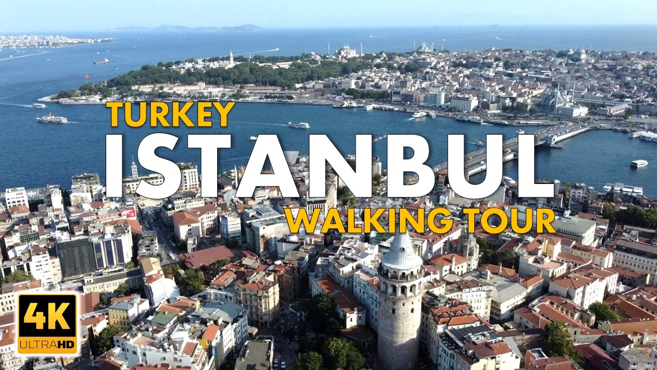 Istanbul Walking Tour 4K, Turkey | Galata Tower, Taksim Square, Eminonu