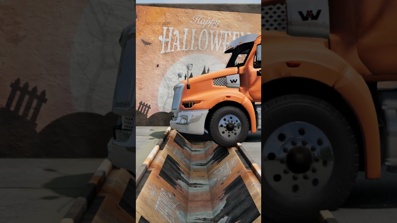 Truck vs halloween big gutter  | BeamNG Drive  #halloween  #beamngdrive  #india #truck #speedbump
