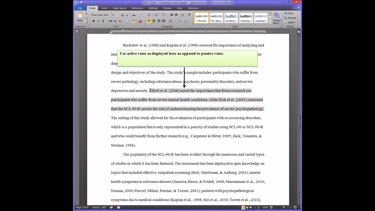 APA Style - Grammar and Usage