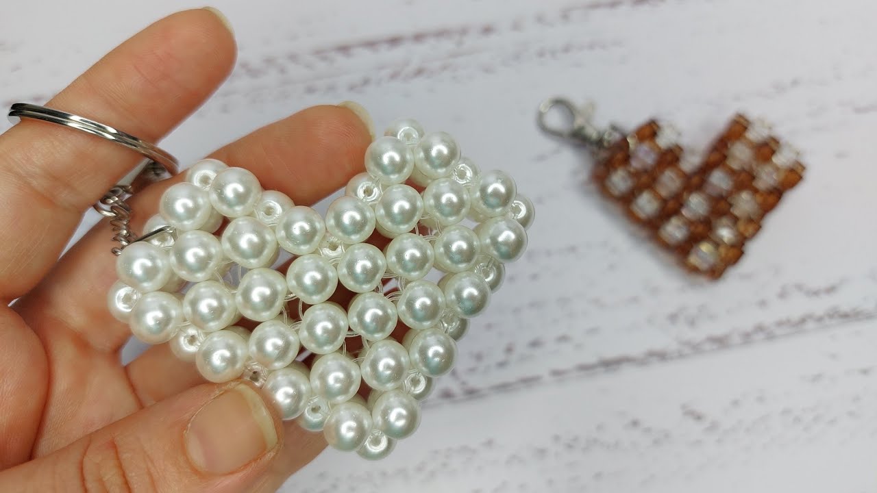 آموزش جاکلیدی قلب دو بعدی|‌ قلب مروارید بافی| اموزش مروارید بافی| قلب ولنتاین| pearl heart training