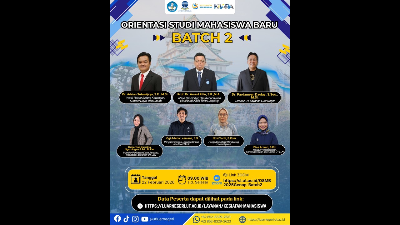 OSMB UT-Layanan Luar Negeri (UT-LLN) masa registrasi 2025 Genap Negara Jepang