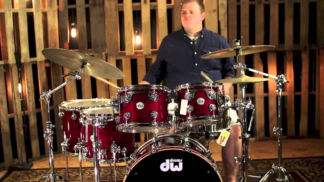 DW Drums Collector's Cherry Stain Lacquer Over Cherry Jazz Shells with Chrome Hardware